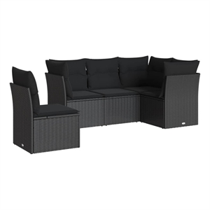 Afuera Living Contemporary 5 Piece Poly Rattan Sofa Set in Black