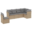 Afuera Living Contemporary 6 Piece Poly Rattan Sofa Set in Beige