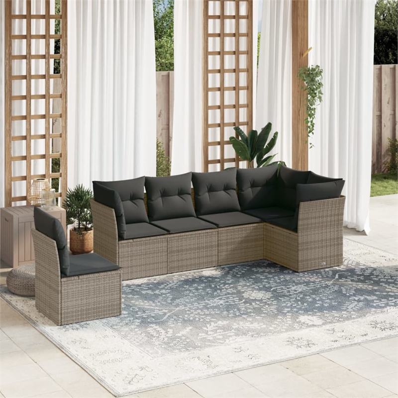 Afuera Living Contemporary Synthetic Poly Rattan Sofa Set in Gray