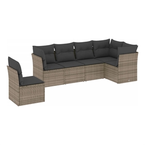 Afuera Living Contemporary Synthetic Poly Rattan Sofa Set in Gray
