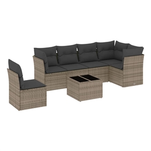 Afuera Living Contemporary Synthetic Poly Rattan Sofa Set in Gray