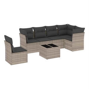Afuera Living 7 Piece Poly Rattan Sofa Set in Light Gray/Dark Gray