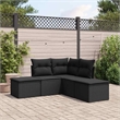 Afuera Living Contemporary 5 Piece Poly Rattan Small Sofa Set in Black