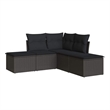Afuera Living Contemporary 5 Piece Poly Rattan Small Sofa Set in Black