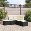 Afuera Living Contemporary Synthetic Poly Rattan  Sofa Set in Black