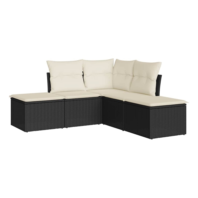 Afuera Living Contemporary Synthetic Poly Rattan  Sofa Set in Black