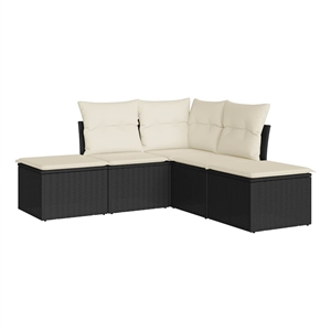 Afuera Living Contemporary Synthetic Poly Rattan  Sofa Set in Black