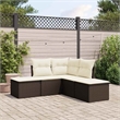 Afuera Living Contemporary 5 Piece Poly Rattan Sofa Set in Brown/Cream
