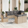 Afuera Living Contemporary 8 Piece Poly Rattan Large Sofa Set in Beige