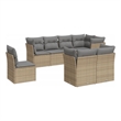 Afuera Living Contemporary 8 Piece Poly Rattan Large Sofa Set in Beige