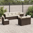 Afuera Living Contemporary 8 Piece Poly Rattan Sofa Set in Brown/Cream