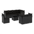 Afuera Living Contemporary 9 Piece Poly Rattan Small Sofa Set in Black