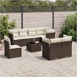 Afuera Living Contemporary 9 Piece Poly Rattan Sofa Set in Brown