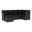 Afuera Living Contemporary 6 Piece Poly Rattan Sofa Set in Black