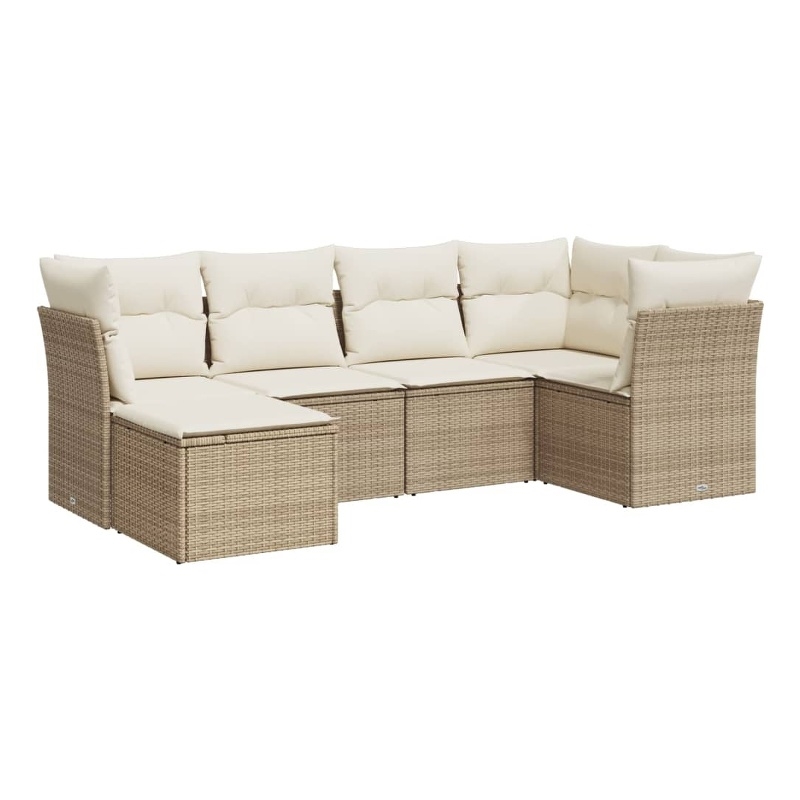 Afuera Living 6 Piece Poly Rattan Small Sofa Set in Cream/Beige