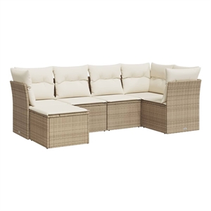Afuera Living 6 Piece Poly Rattan Small Sofa Set in Cream/Beige