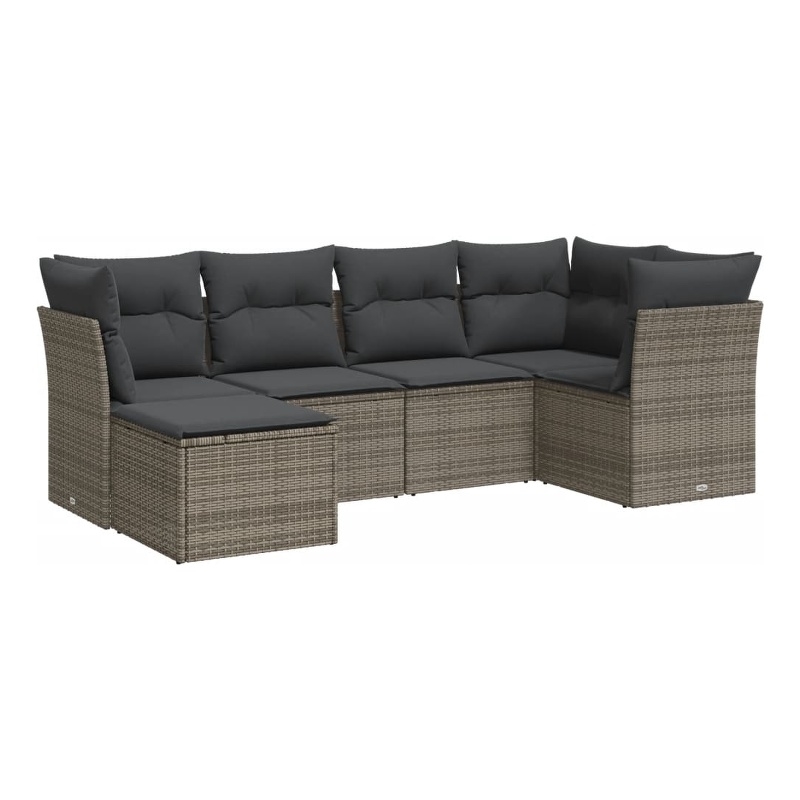 Afuera Living Contemporary 6 Piece Poly Rattan Sofa Set in Gray