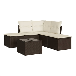 Afuera Living Contemporary Synthetic Poly Rattan 6 Piece Sofa Set in Brown