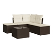 Afuera Living Contemporary Synthetic Poly Rattan 6 Piece Sofa Set in Brown