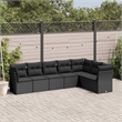 Afuera Living Contemporary Synthetic Poly Rattan 7 Piece  Sofa Set in Black