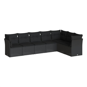Afuera Living Contemporary Synthetic Poly Rattan 7 Piece  Sofa Set in Black