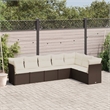 Afuera Living 7 Piece Poly Rattan Small Sofa Set in Brown/Cream