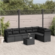 Afuera Living Contemporary 8 Piece Poly Rattan Sofa Set in Black