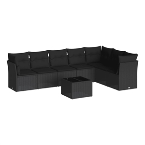 Afuera Living Contemporary 8 Piece Poly Rattan Sofa Set in Black