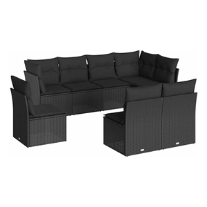 Afuera Living Contemporary 8 Piece Steel Large Sofa Set in Black