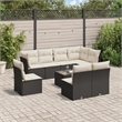 Afuera Living Contemporary 9 Piece Poly Rattan Sofa Set in Black/Cream