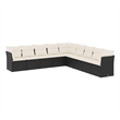 Afuera Living Contemporary 9 Piece Poly Rattan Sofa Set in Black/Cream