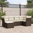 Afuera Living Contemporary 6 Piece Poly Rattan Sofa Set in Brown/Cream