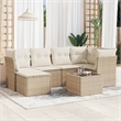 Afuera Living Contemporary Synthetic Poly Rattan 7 Piece  Sofa Set in Beige