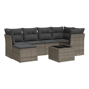 Afuera Living Contemporary Synthetic Poly Rattan 7 Piece  Sofa Set in Gray