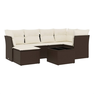 Afuera Living Contemporary 7 Piece Poly Rattan Small Sofa Set in Brown