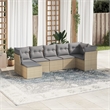 Afuera Living Contemporary 7 Piece Poly Rattan Sofa Set in Gray/Beige