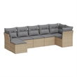 Afuera Living Contemporary 7 Piece Poly Rattan Sofa Set in Gray/Beige