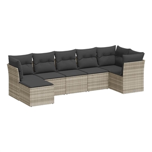 Afuera Living Contemporary 7 Piece Poly Rattan Sofa Set in Gray