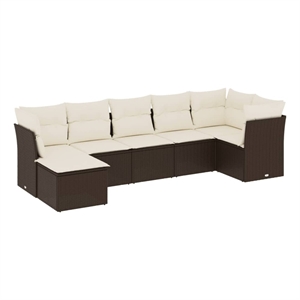 Afuera Living Contemporary 7 Piece Poly Rattan Sofa Set in Brown