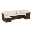 Afuera Living Contemporary 7 Piece Poly Rattan Sofa Set in Brown