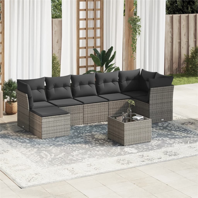 Afuera Living Contemporary Synthetic Poly Rattan  Sofa Set in Gray