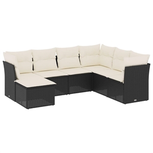 Afuera Living Contemporary Poly Rattan Sofa Set in Black/Cream