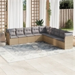 Afuera Living Contemporary 9 Piece Poly Rattan Sofa Set in Beige