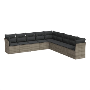 Afuera Living Contemporary 9 Piece Steel Large Sofa Set in Gray
