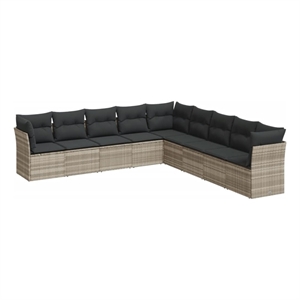Afuera Living Contemporary Synthetic Poly Rattan  Large Sofa Set in Gray