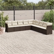 Afuera Living Contemporary 9 Piece Poly Rattan Sofa Set in Brown/Cream