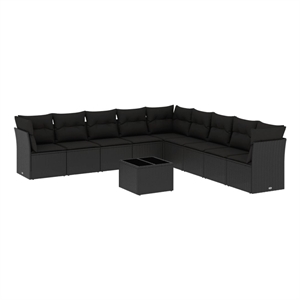 Afuera Living Synthetic Poly Rattan 10 Piece Small Sofa Set in Black