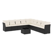 Afuera Living Synthetic Poly Rattan 10 Piece Sofa Set in Black/Cream