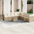 Afuera Living Contemporary 10 Piece Poly Rattan Sofa Set in Cream/Beige