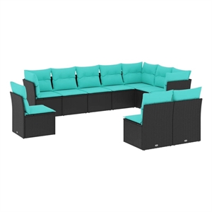 Afuera Living Contemporary 10 Piece Steel Sofa Set in Black/Blue